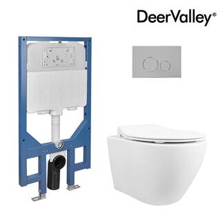 DEERVALLEY 2-Piece 0.81.6 GPF Elongated Toilet Wall Mounted Wall Hung Toilet With Concealed In-Wall Toilet Tank (Seat Included) DV-1F0069-CF