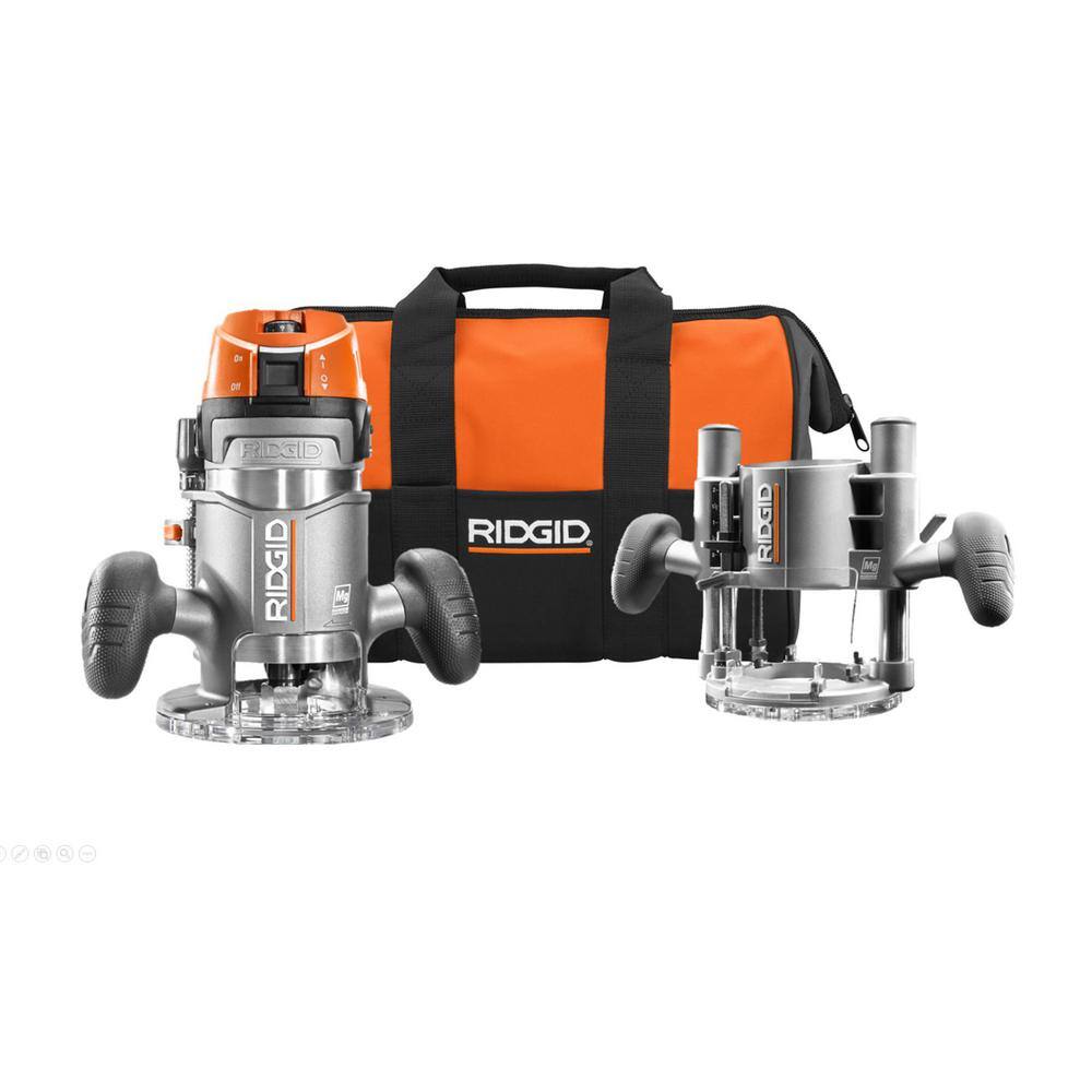 RIDGID 11 Amp 2 HP 12 in. Heavy-Duty Fixed and Plunge Base Corded Router R29303N