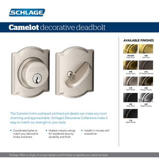 Schlage B60 Series Camelot Aged Bronze Single Cylinder Deadbolt Certified Highest for Security and Durability B60 N CAM 716