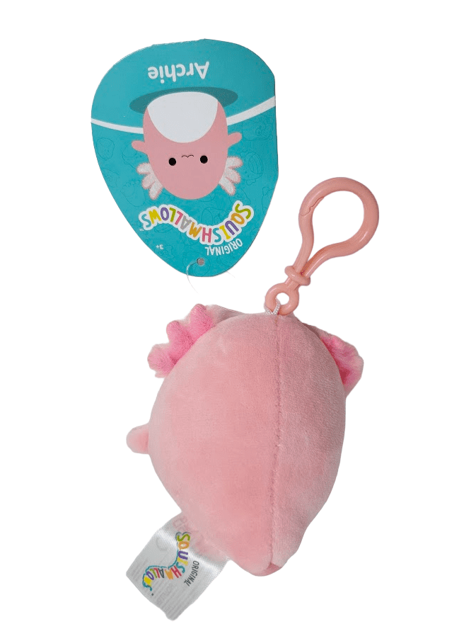 Squishmallows Official Kellytoys 3.5 Inch Archie the Pink Axolotl Clip-On New Version Plush Stuffed Toy