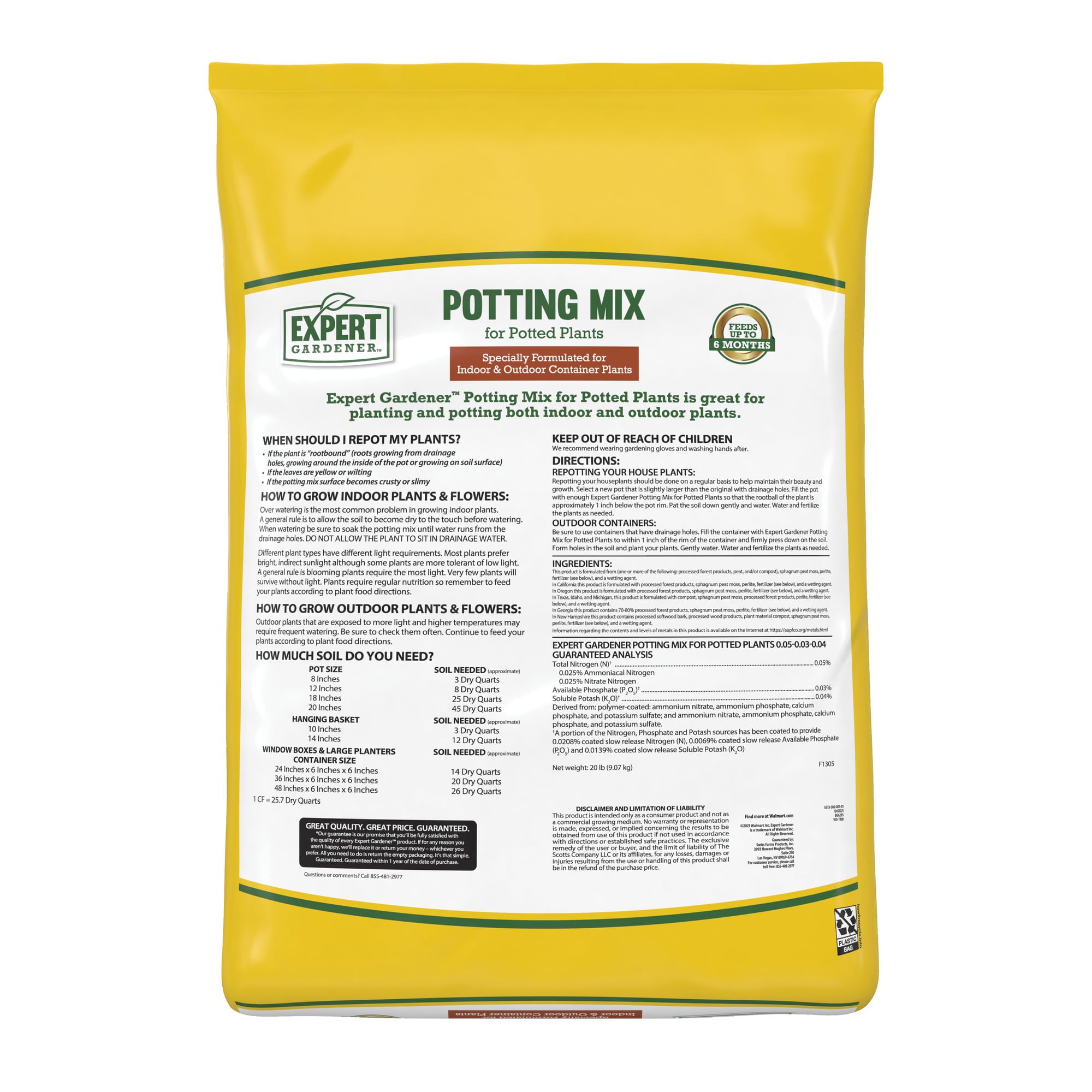 Expert Gardener Potting Mix for Indoor & Outdoor Potted Plants, 1 Cu. ft.