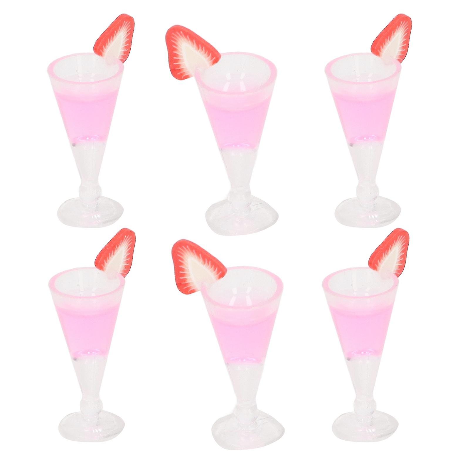 20Pcs Dollhouse Cocktail Glasses Simulation Life Scene 1/12 Scale Mini Cocktail Glasses Toy Doll House Decoration Pink