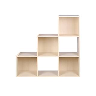 Home Basics Open and Enclosed Tiered 6 MDF Cube Organizer Oak HDC95103