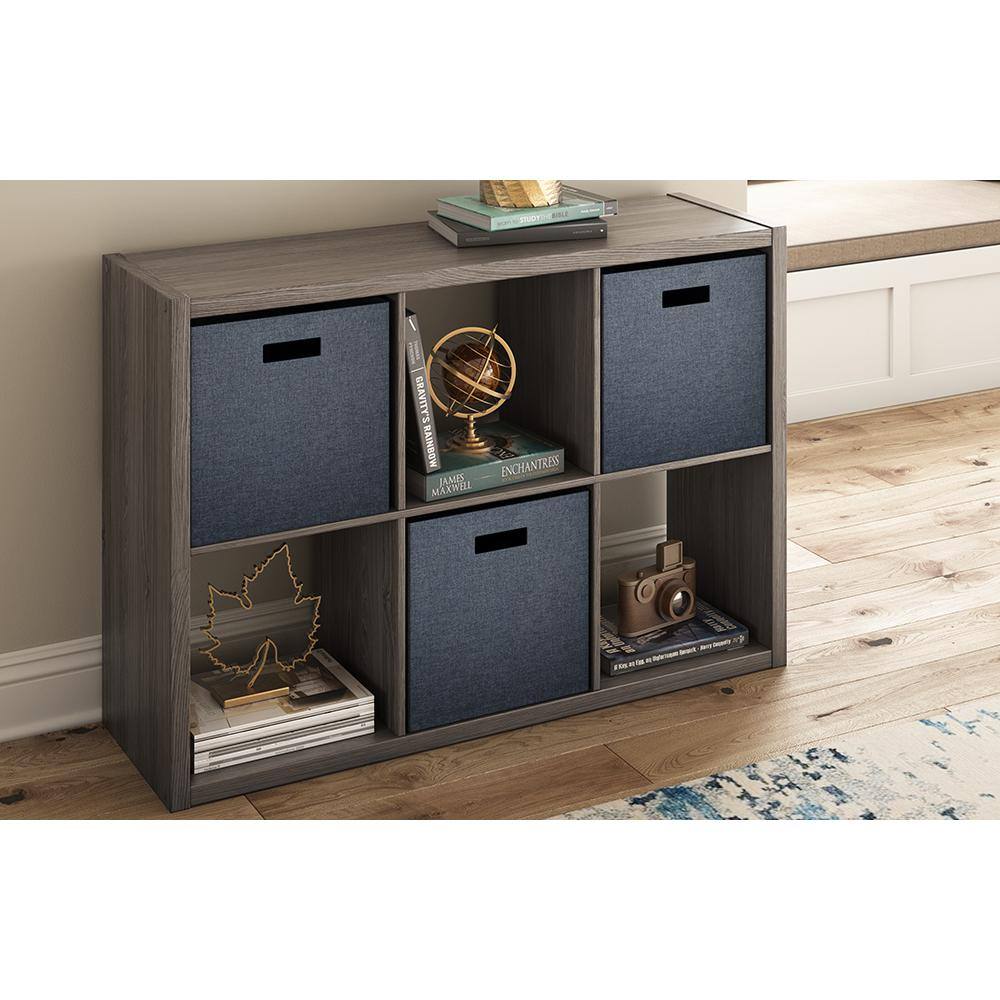 ClosetMaid 30 in. H x 43.82 in. W x 13.50 in. D Graphite Gray Wood Large 6- Cube Organizer 4580