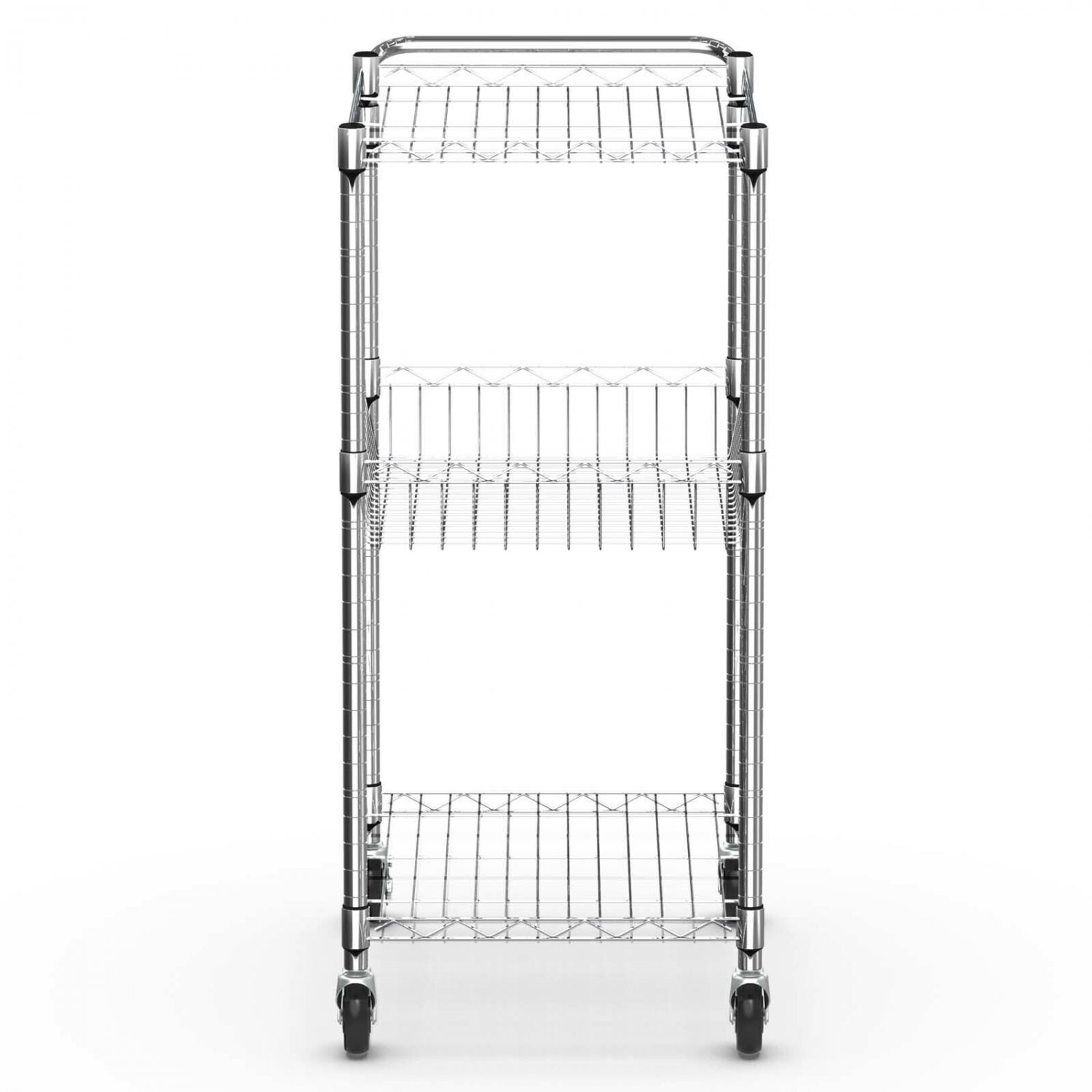 Goplus 3-Tier Utility Cart Heavy Duty Wire Rolling Cart Kitchen Storage Trolley