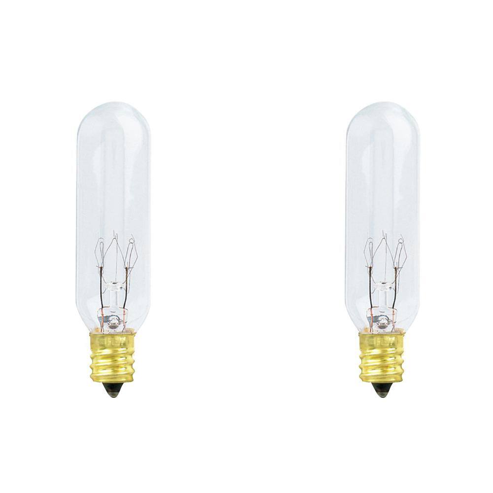 Feit Electric 15-Watt Soft White (2700K) T6 Dimmable 145V Candelabra E12 Base Incandescent Light Bulb (2-Pack) BP15T62-145HDRP