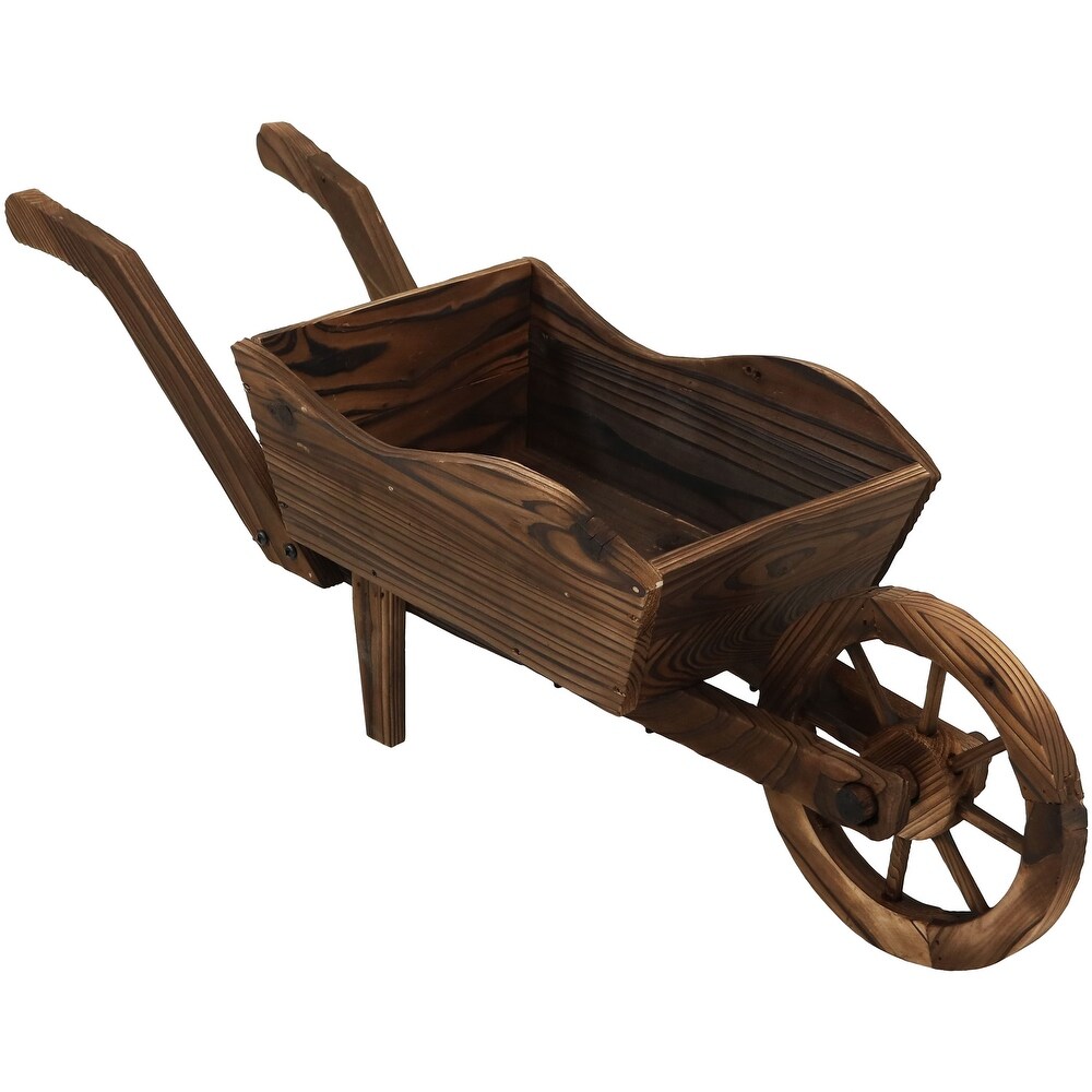 Wooden Decorative Wheelbarrow Garden Flower Planter   35\