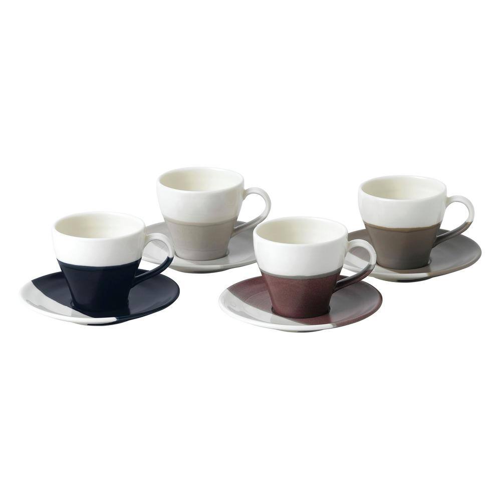 Royal Doulton Coffee Studio 4 oz. Mixed Colors Porcelain Espresso Cup and Saucer (Set of 4) 40032925