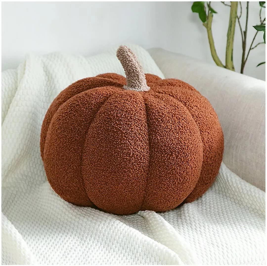 Fluffy Pumpkin Pillow Plush Toy Pumpkin Stuffed Durable Halloween Pumpkins Decorative Couch Throw Pillow Soft Cute Pumpkin Toys Gift，brown，7.87 Inches