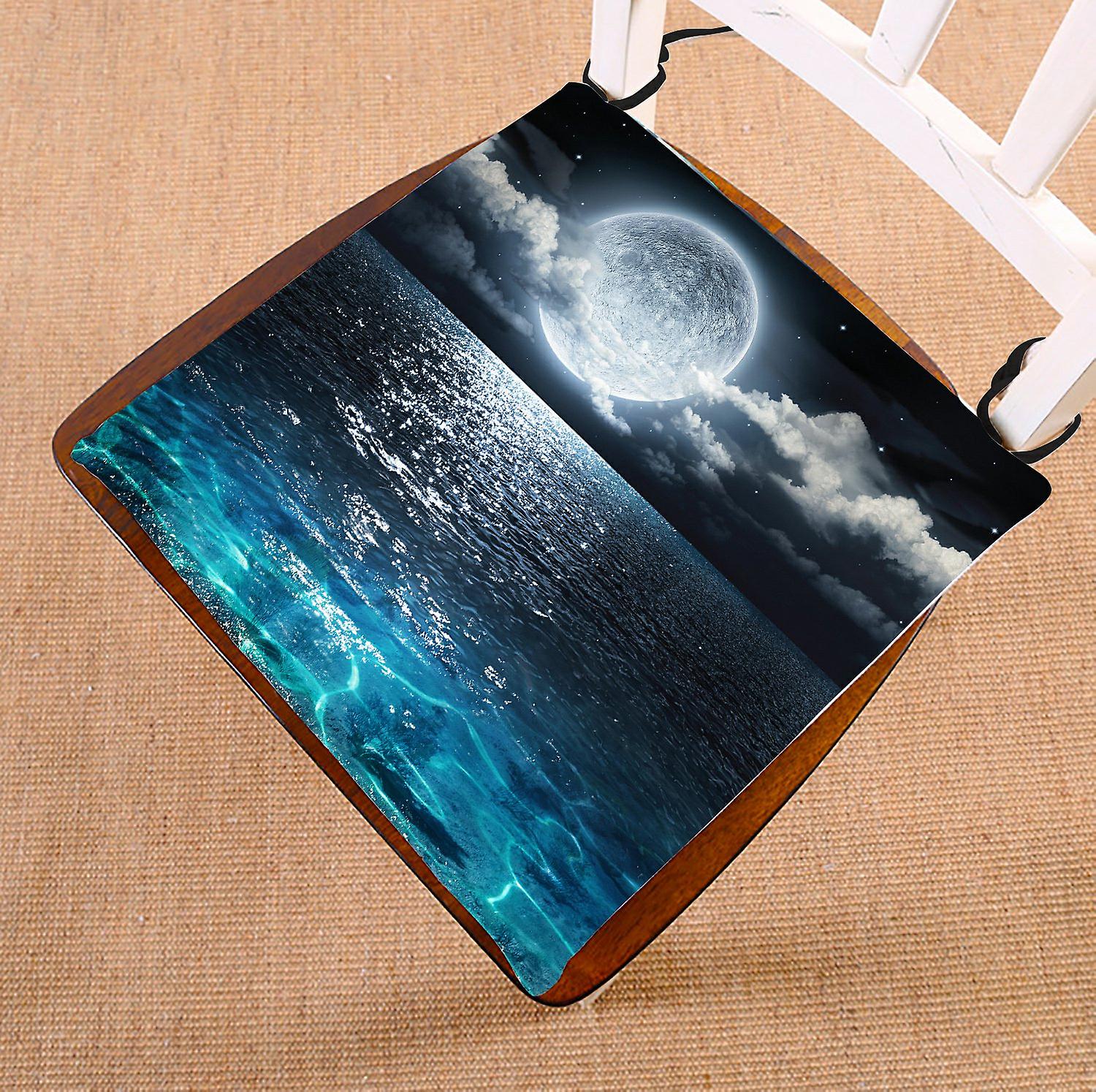 Ocean Landscape Chair Pad， Romantic Panorama With Full Moon On Sea Seat Cushion Chair Cushion Floor Cushion 50x50 Cm