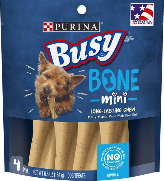 Busy Bone Long Lasting Rawhide-Free Real Meat Mini Dog Treats