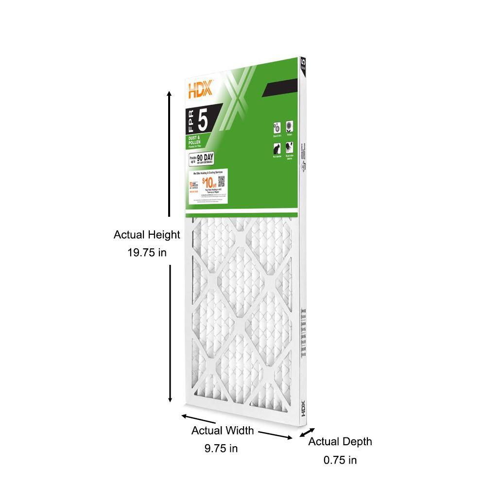 HDX 10 in. x 20 in. x 1 in. Standard Pleated Air Filter FPR 5 HDX1P5-011020