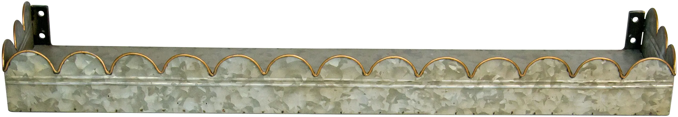 Galvanized Metal Wall Shelves with Scalloped Detailing - Set of 3