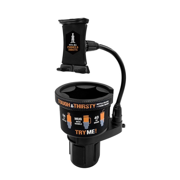 Toughtested Tough And Thirsty Big Mouth Cupholder Mount With Universal Phone Gps And Tablet Grip