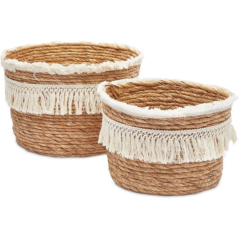 Okuna Outpost Woven Baskets for Storage， Round Basket (2 Sizes， 2 Pack)