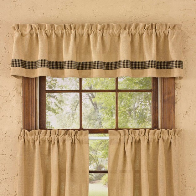 Burlap amp Check Valance Black