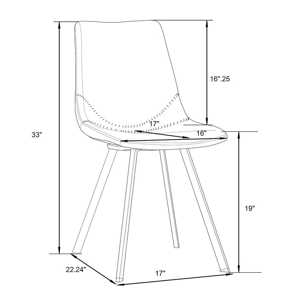 LeisureMod Markley Modern Leather Dining Chair With Metal Legs