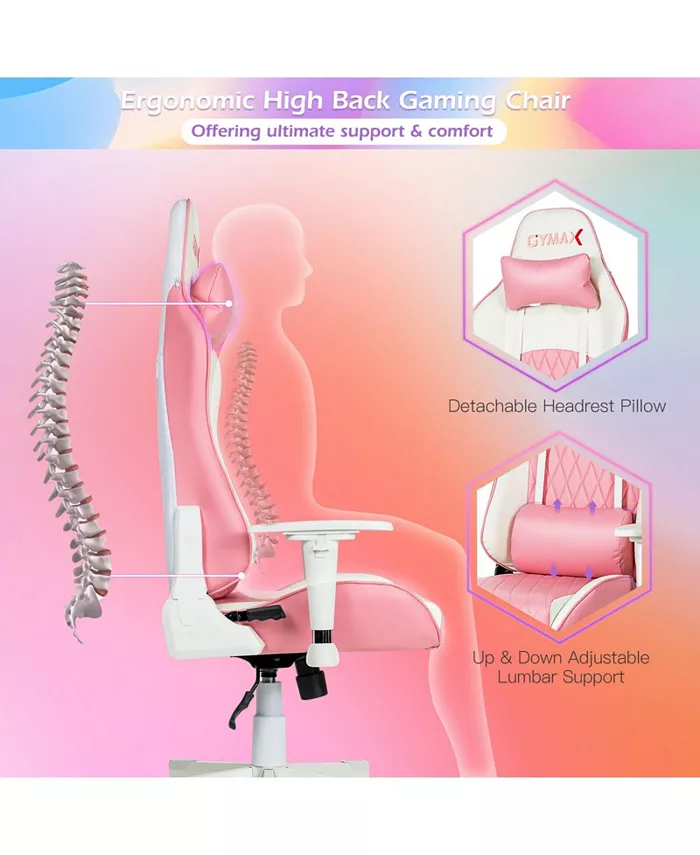 Slickblue Ergonomic High Back Computer Desk Chair with Headrest and Lumbar Support-Pink