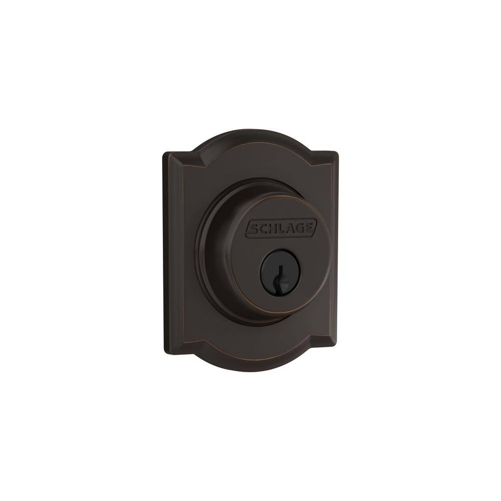 Schlage B60 Series Camelot Aged Bronze Single Cylinder Deadbolt Certified Highest for Security and Durability B60 N CAM 716