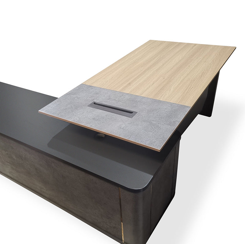 ASHTON Executive Desk Right Return 2.0M - Acacia Walnut + Grey