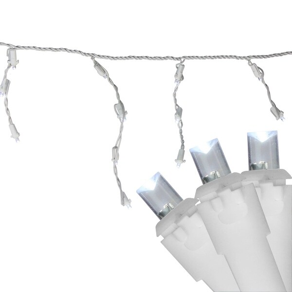 100ct Pure White LED Wide Angle Christmas Icicle Lights