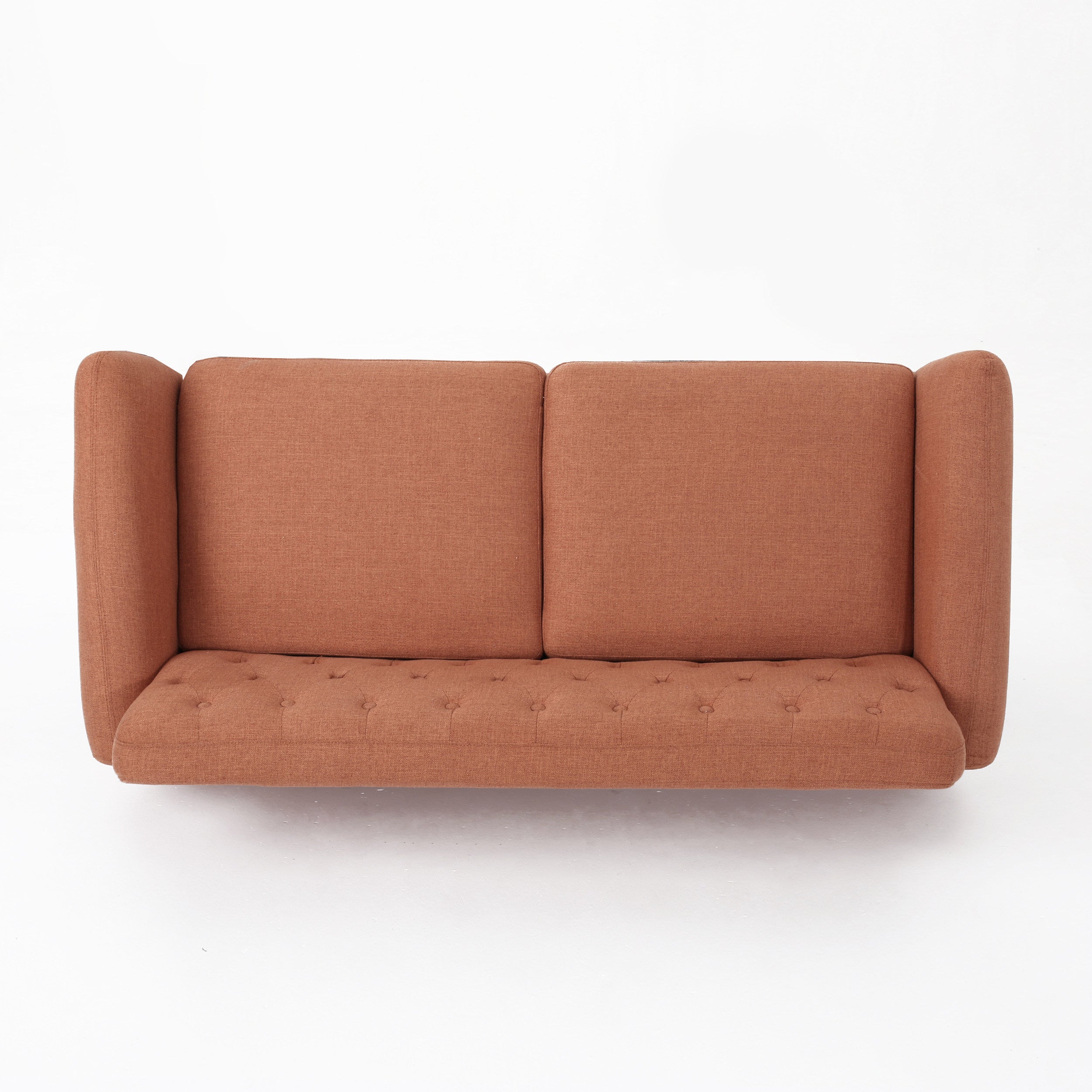 Noble House Petite Fabric Tufted Sofa, Burnt Orange