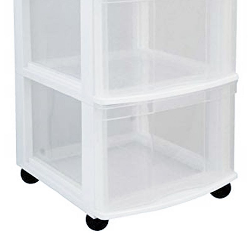 Gracious Living Clear 3 Drawer Storage Chest System with Casters， White (2 Pack)