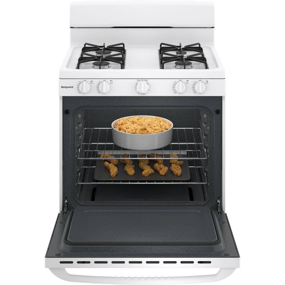 Hotpoint 30 in. 4.8 cu. ft. Freestanding Gas Range in White RGBS300DMWW