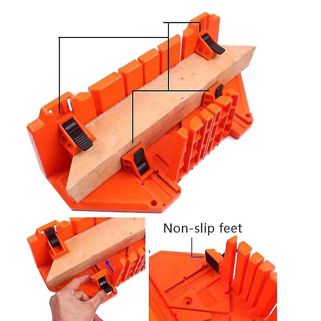 Miter Saw Box Cabinet 0/22.5/45/90 Degree Saw Guide - Orange， 12inch