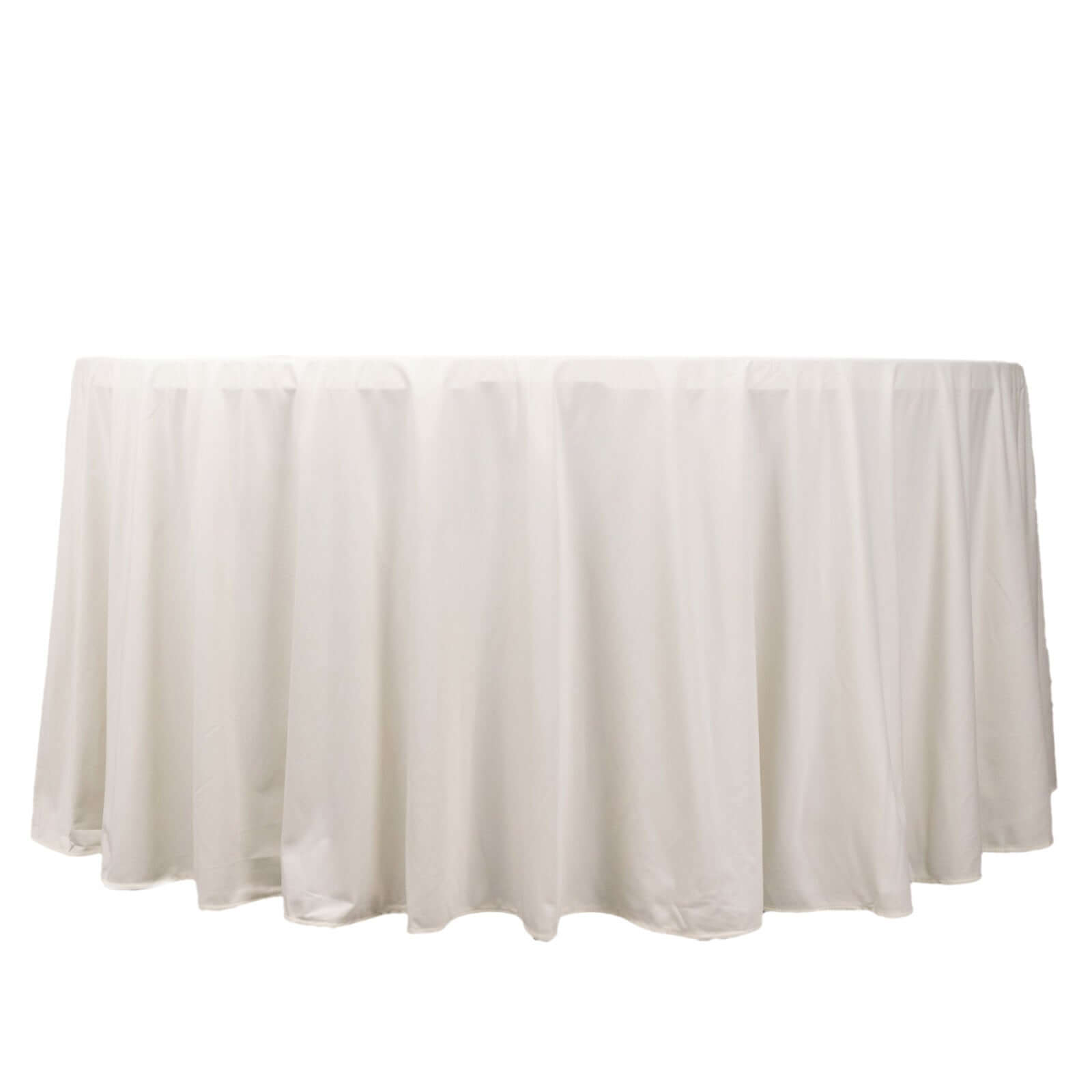 Ivory Premium Scuba Round Tablecloth, Wrinkle Free Polyester Seamless Tablecloth 120