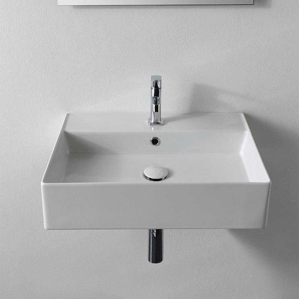 Nameeks Teorema Wall Mounted Bathroom Sink in White Scarabeo 5111-One Hole