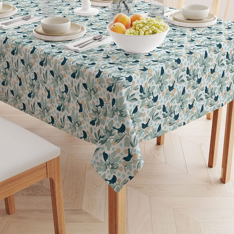 Square Tablecloth， 100% Polyester， 60x60， Fig Trees and Birds