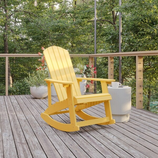 Adirondack Style Poly Resin Wood Rocking Chair for Indoor/Outdoor Use