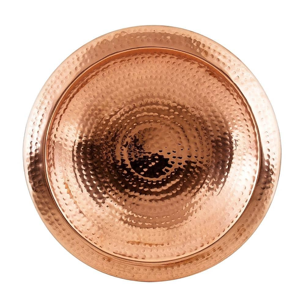 Achla Designs 12.5 in. Dia Polished Copper Plated Hammered Copper Birdbath Bowl with Rim BBHC-01