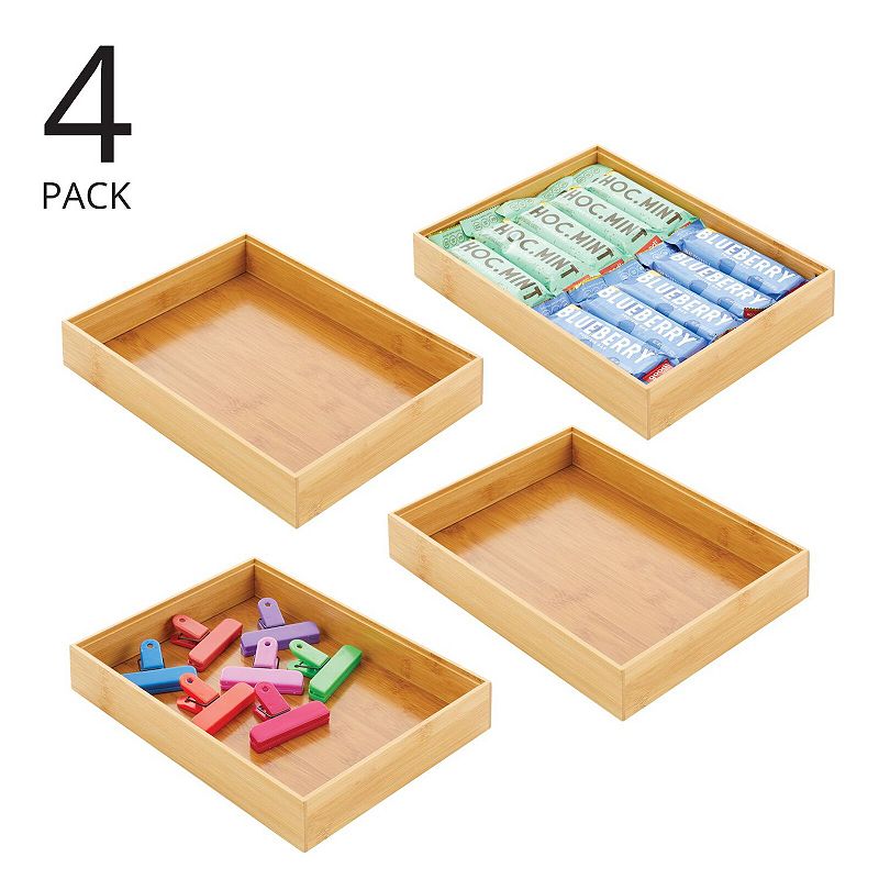 mDesign Stackable Kitchen Drawer Organizer Bin Box Tray - 4 Pack