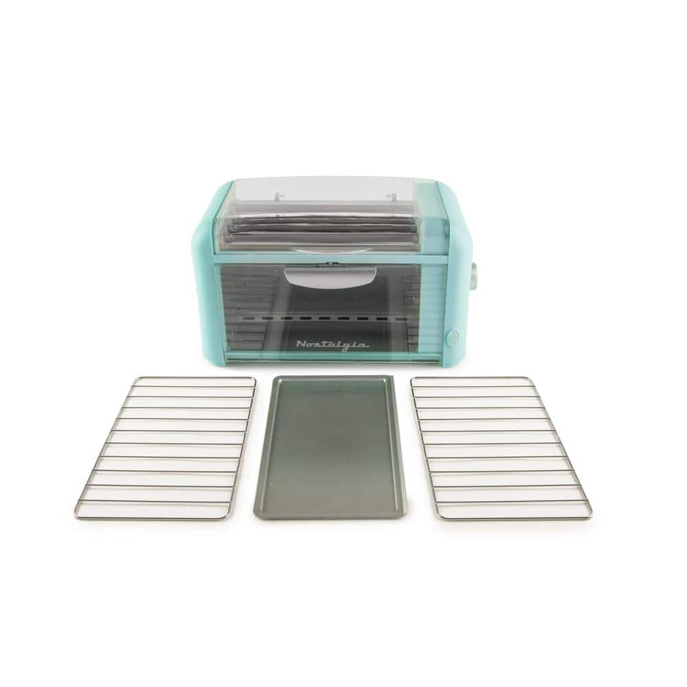 Nostalgia Aqua Hot Dog Roller and Bun Warmer with 2-Cooking Racks NCLHDRTO8AQ