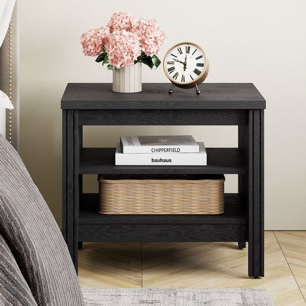 Classic End Table Nightstand， Side Table with Storage Shelf (Set of 2)