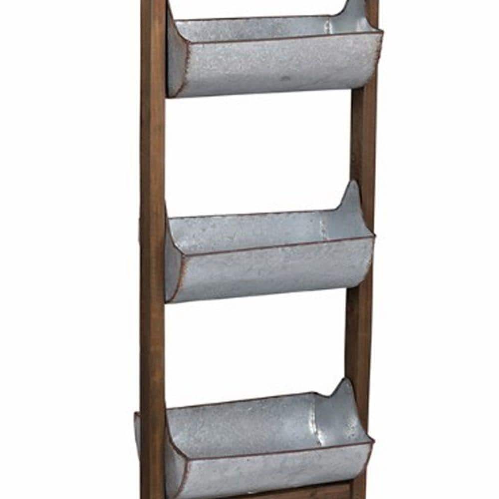 Benjara 71 in. H Uniquely Designed Wooden Reed Ladder Planter (5-Tiered) BM148588