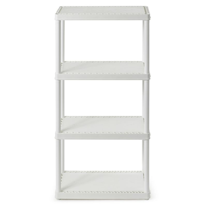 Gracious Living 4 Shelf Fixed Height Solid Light Duty Storage Unit， White， 2 Pk