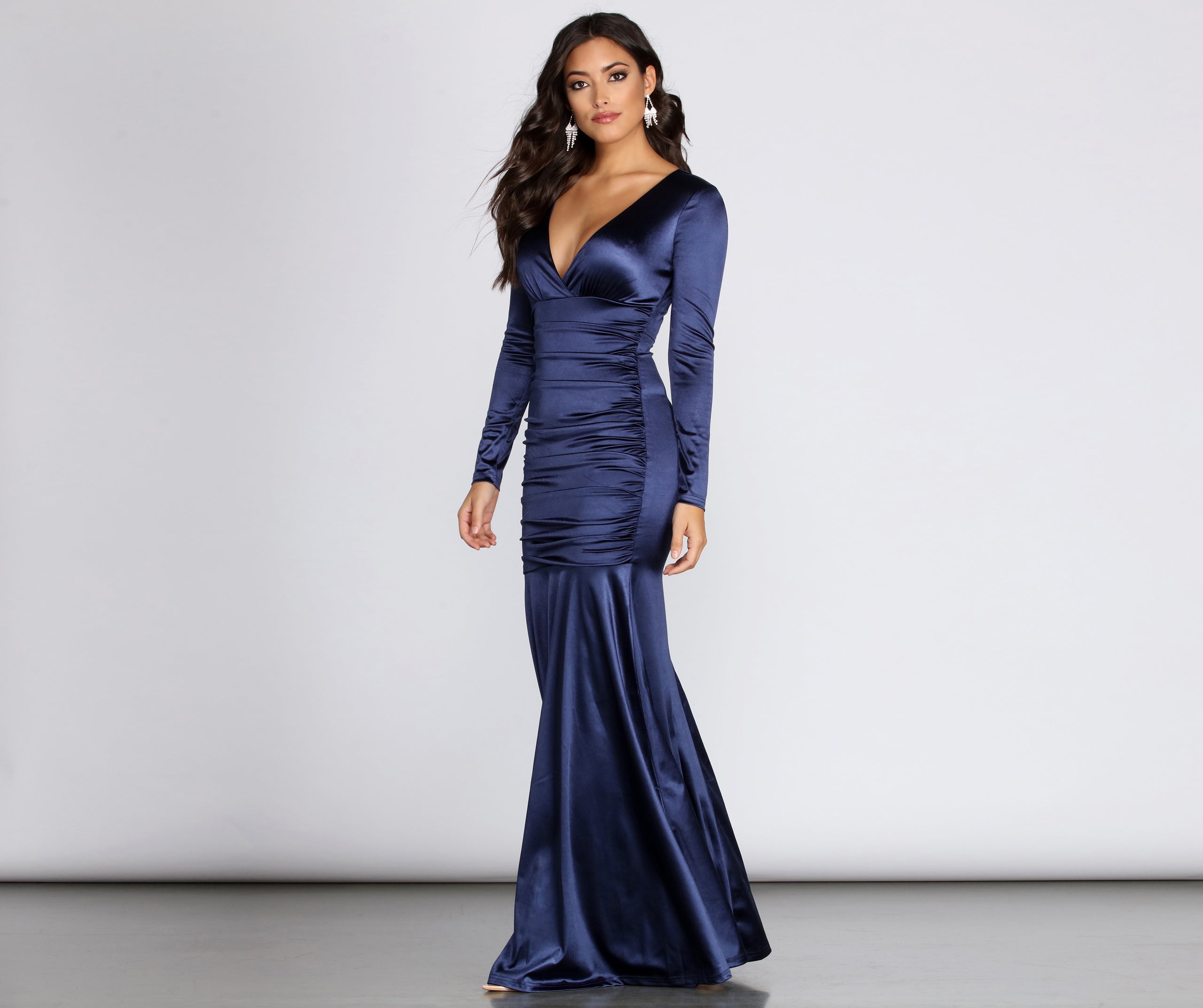 Katherine Formal Satin Ruched Dress