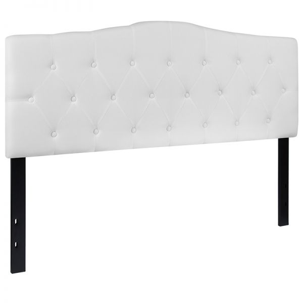 Cambridge Tufted Upholstered Queen Size Headboard in White Fabric