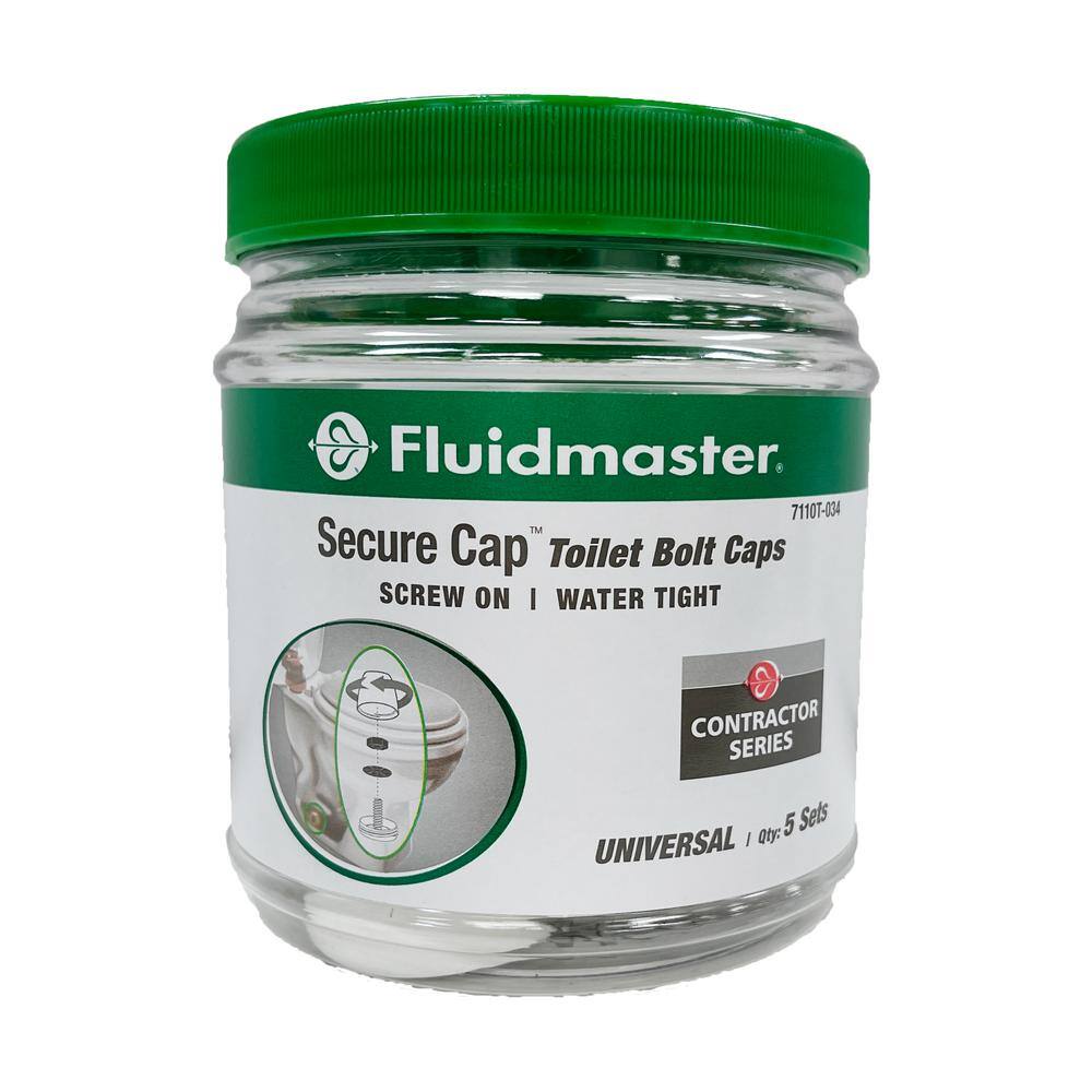 Fluidmaster Secure Cap Universal Toilet Bolt Caps Contractor Pack White 7110T-034-T5