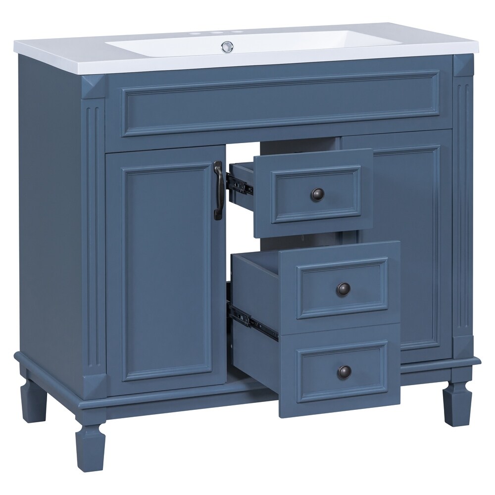 36'' Freestanding Bathroom Vanity Cabinet with Single Sink and 2 Drawers