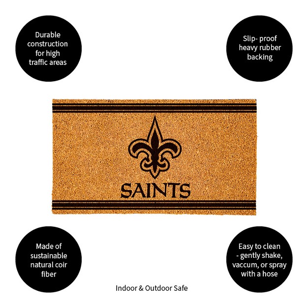 Evergreen New Orleans Saints Logo Turf Mat Brown 28 X 16 Inches Indoor Outdoor Doormat