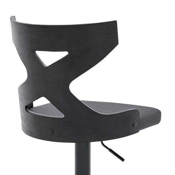 Grey Faux Leather Stylish Curved Back Bar Stool - 46