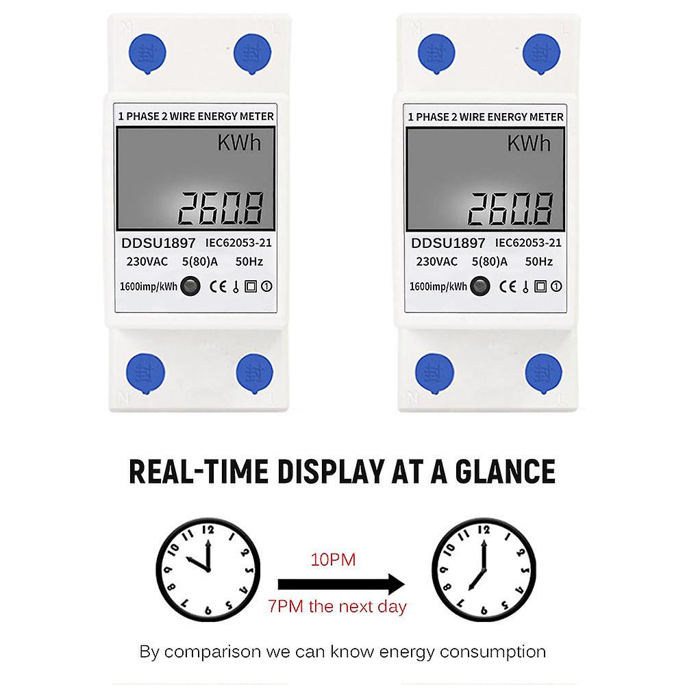 Digital Electric Energy Meter Single Phase Din Rail Electricity Meter One Phase Two Wire Multifunction Electrical Meter