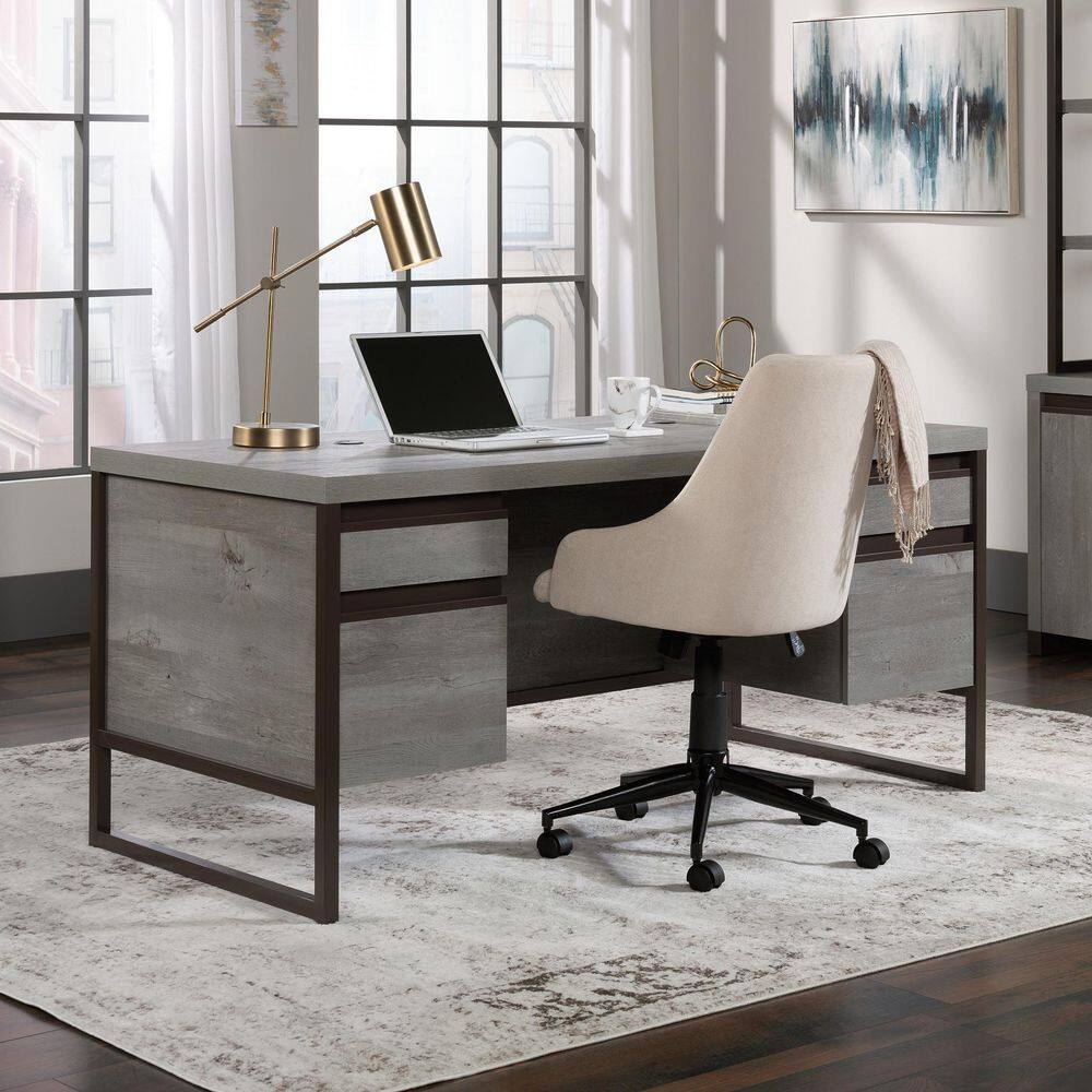 SAUDER Manhattan Gate 65.984 in. Mystic Oak Executive Desk with Locking File Storage 429254