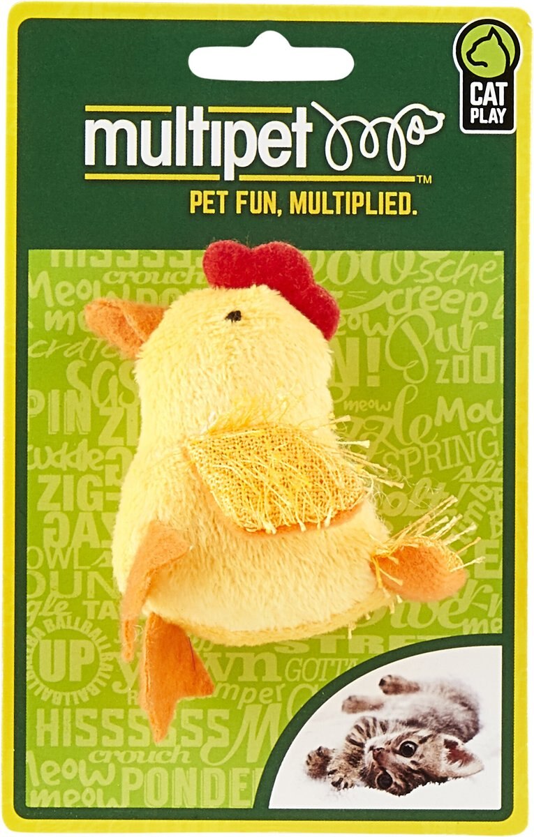 Multipet Look Who's Talking Chicken Plush Cat Toy with Catnip