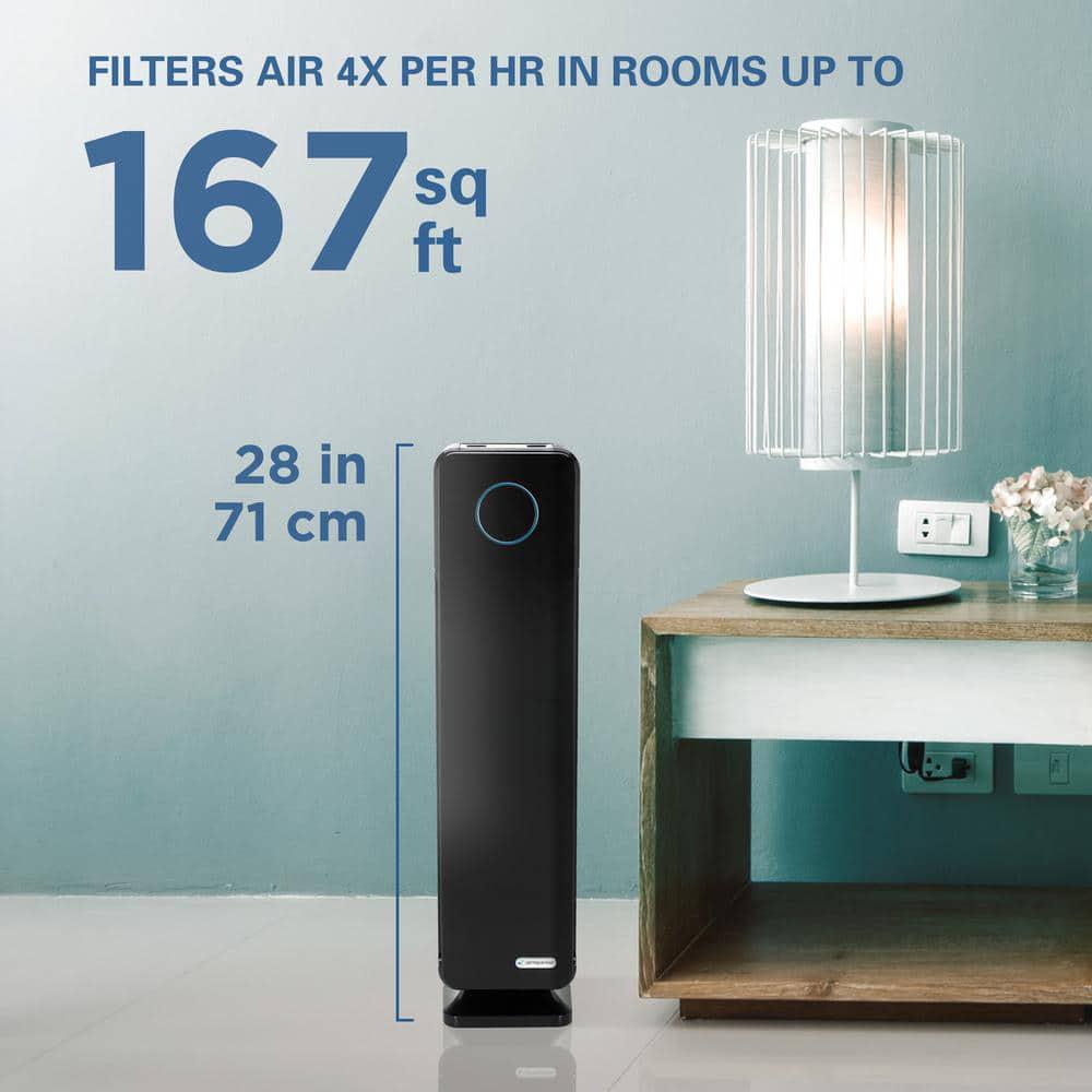 GermGuardian Elite 4in1 3 Speed Air Purifier with True HEPA filter UV Sanitizer for Medium Rooms up to 167 Sq Ft Black