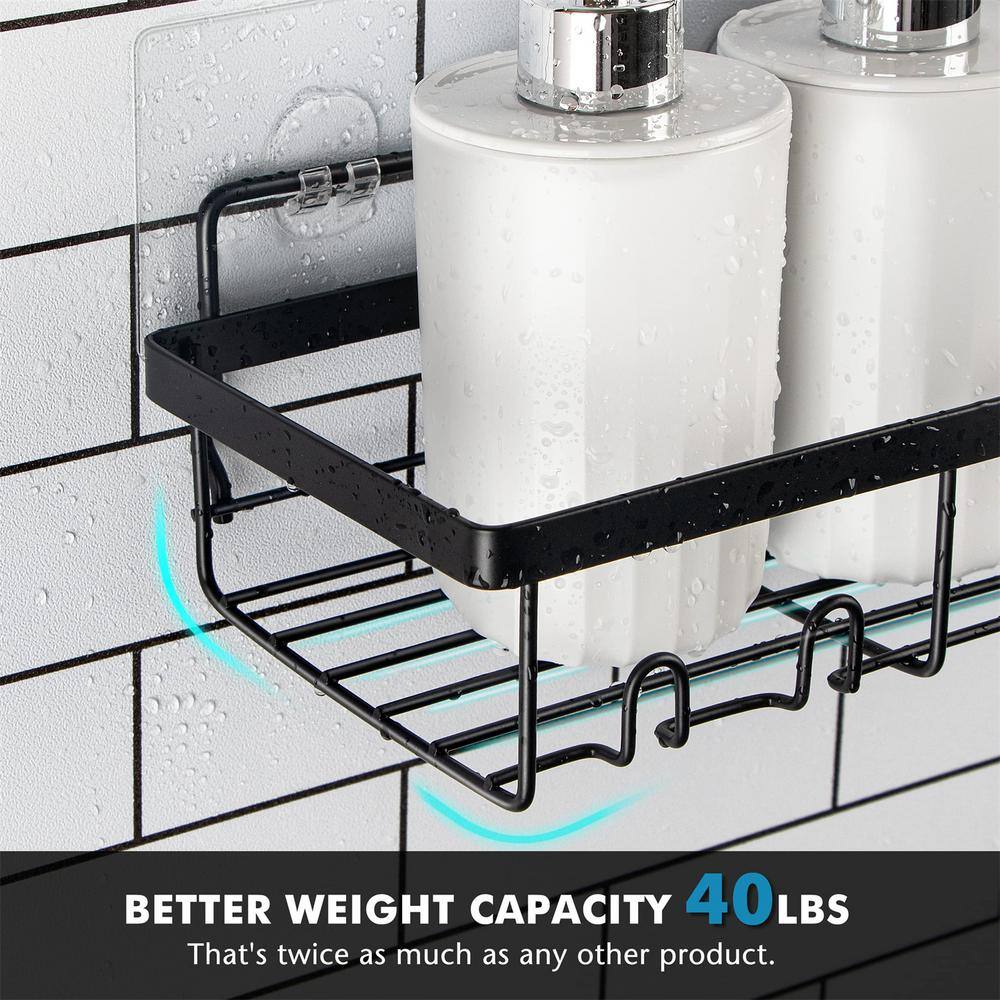 Cubilan Wall Mount Rust Resistant Shower Caddy Shelf Organizer Rack in Black (2 Pack) B09MFDXZHJ